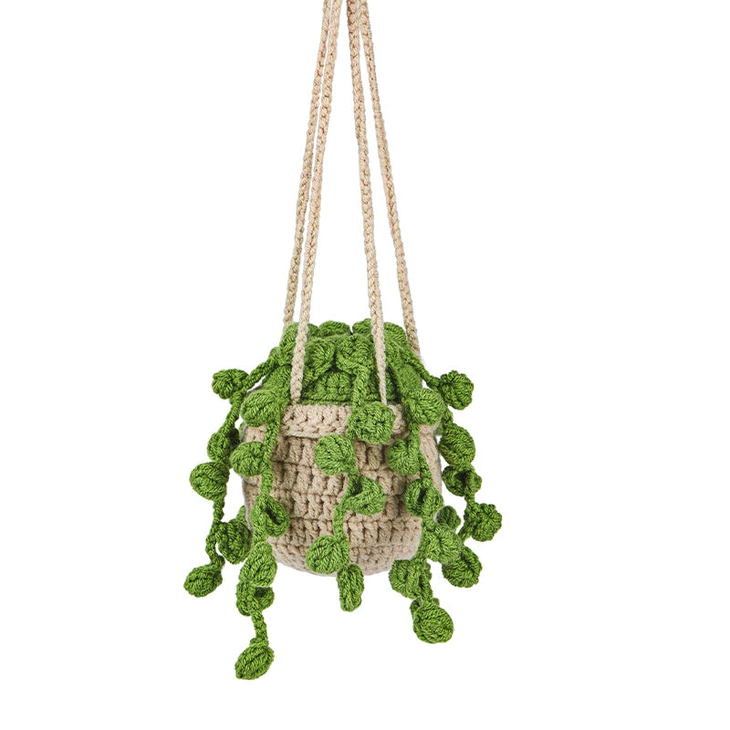 KRABALL Crochet Hanging Plant Kit With Instruction Easy Hand Knitting Yarn Ball Thread Needles Hooks Knit Tools Accessories Set