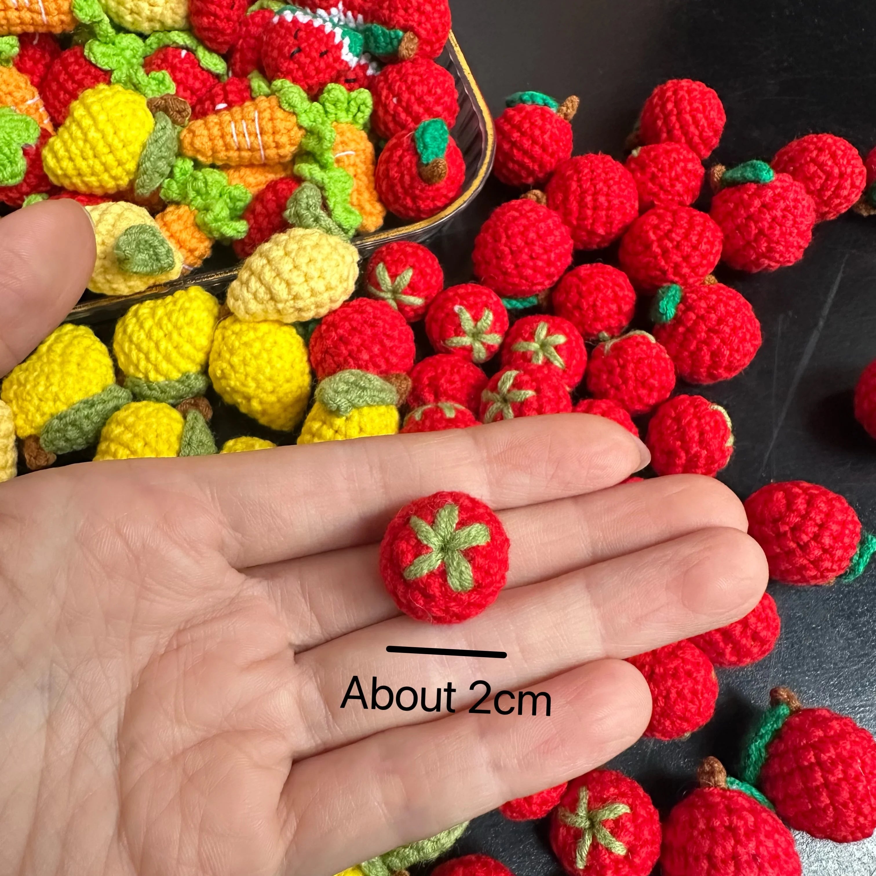 10pcs Finished Mini Fruits Hand Knitted Keychain Crocheted Mango lemon tomato Keyring Pendants Handbag Decor Women Jewelry Gifts