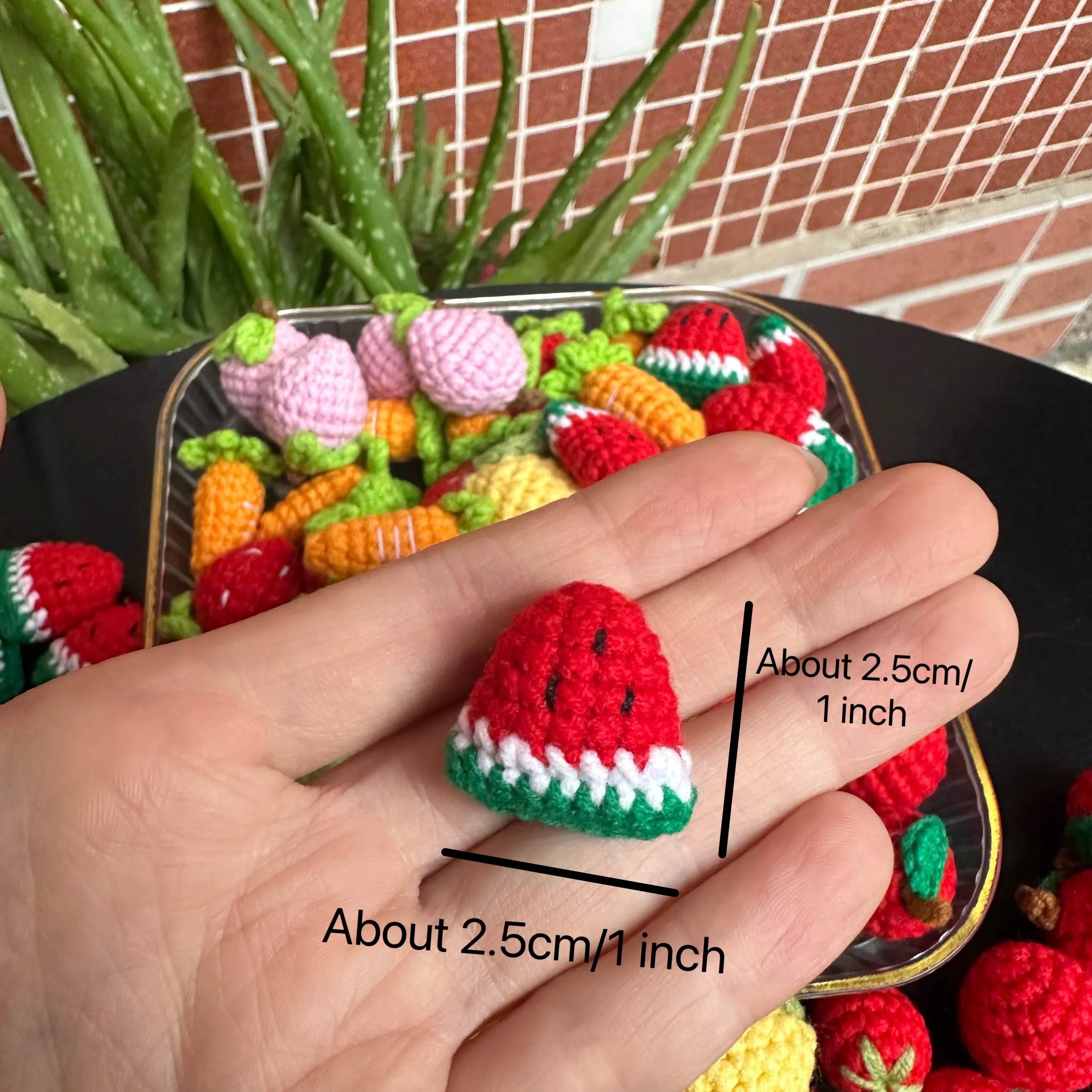 10pcs Finished Mini Fruits Hand Knitted Keychain Crocheted Mango lemon tomato Keyring Pendants Handbag Decor Women Jewelry Gifts