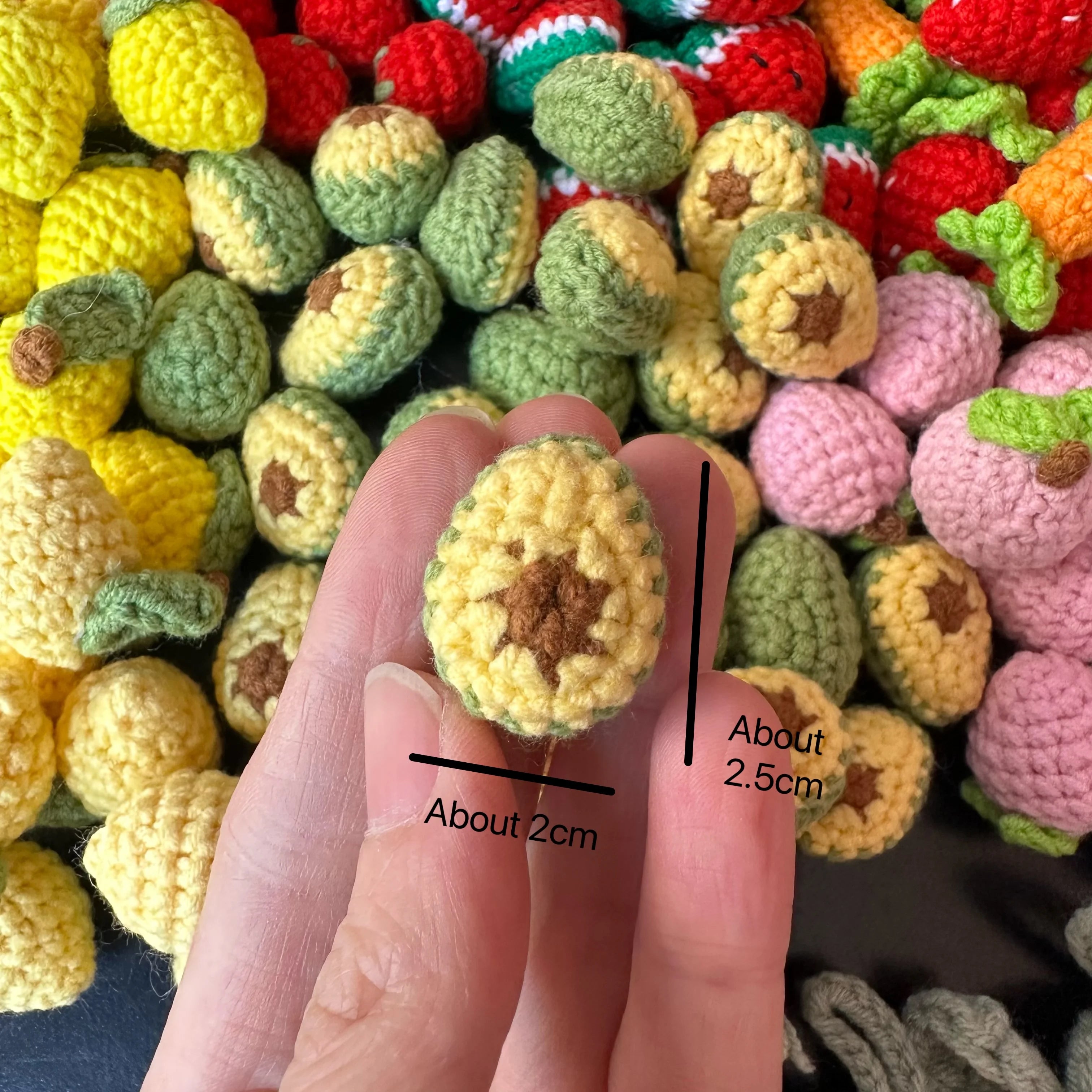 10pcs Finished Mini Fruits Hand Knitted Keychain Crocheted Mango lemon tomato Keyring Pendants Handbag Decor Women Jewelry Gifts