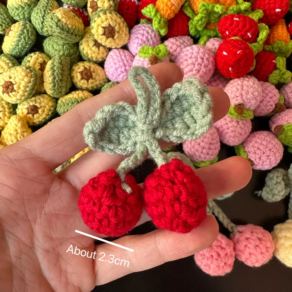 10pcs Finished Mini Fruits Hand Knitted Keychain Crocheted Mango lemon tomato Keyring Pendants Handbag Decor Women Jewelry Gifts