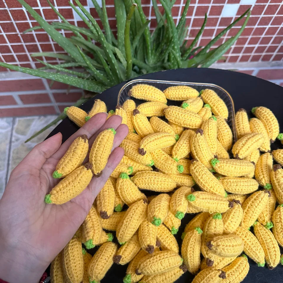 10pcs Finished Mini Fruits Hand Knitted Keychain Crocheted Mango lemon tomato Keyring Pendants Handbag Decor Women Jewelry Gifts