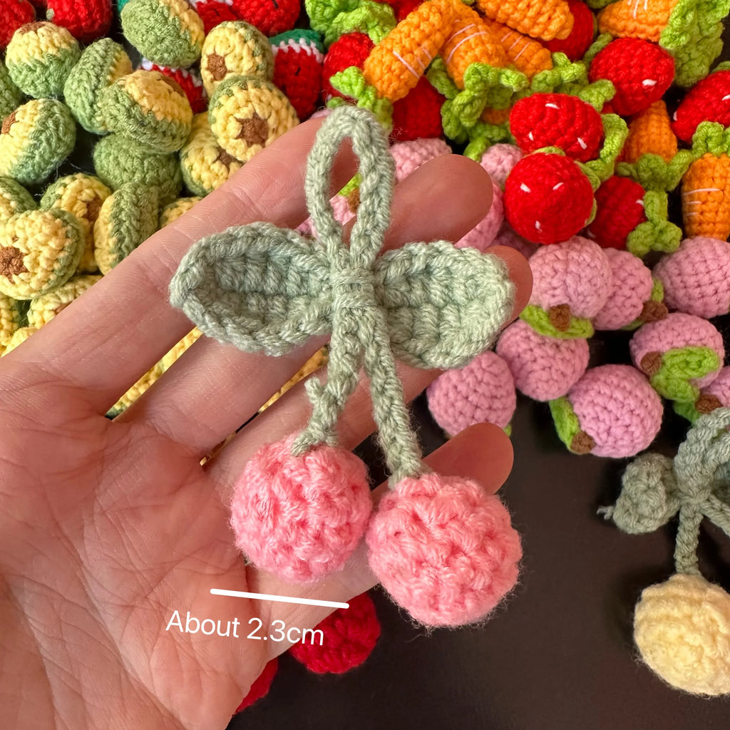 10pcs Finished Mini Fruits Hand Knitted Keychain Crocheted Mango lemon tomato Keyring Pendants Handbag Decor Women Jewelry Gifts