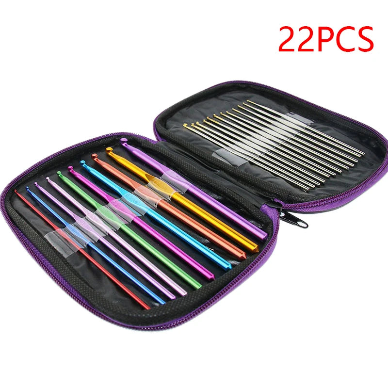 22Pcs Crochet Hooks Kits With Storage Bag Soft Handle Crochet Needles Yarn Weave Knitting Needles DIY Weaving Tool Hand Tool