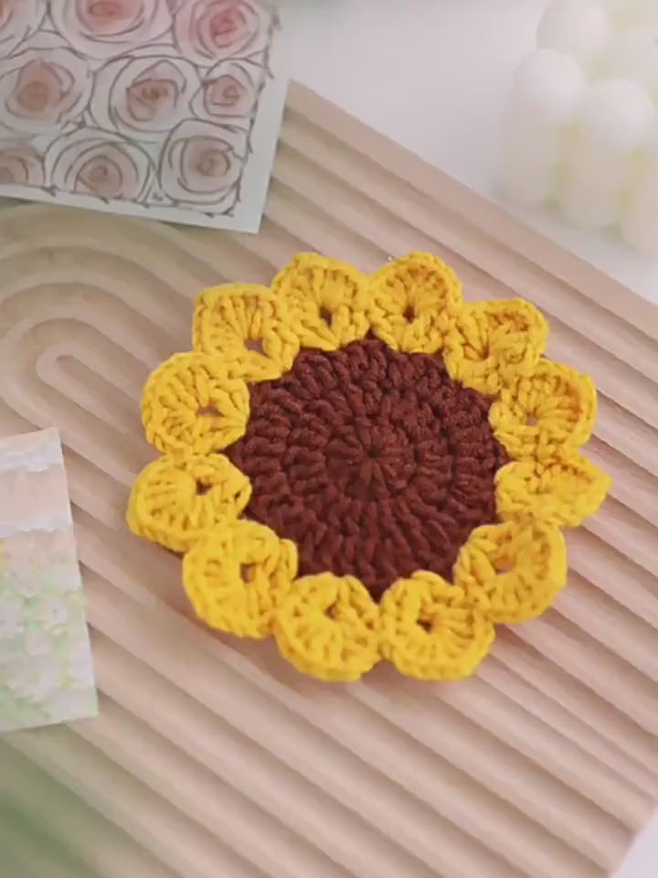 DIY Handmade Coaster Crochet Kit For Beginners Flower Sewing Material Package Hand Knitting For Kids Adults Crochet Lovers